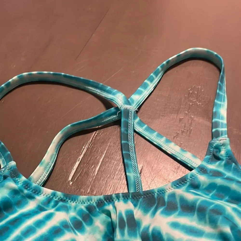 PINK Victoria’s Secret tie dye racerback flounce swim top SZ Xsmall